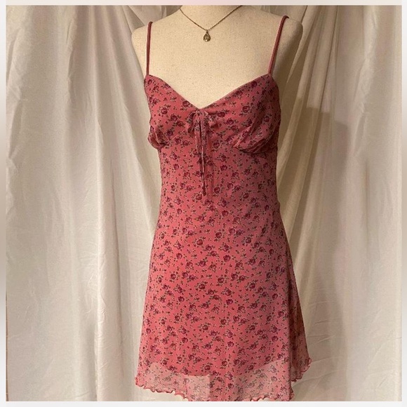 UO Fairycore Mesh Floral Baby Doll Summer Mini Dress | Size Small - Picture 4 of 4